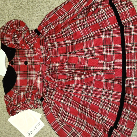 NWT Infant Girls Holiday Plaid Dress Vel etc Trim - Picture 2 of 3
